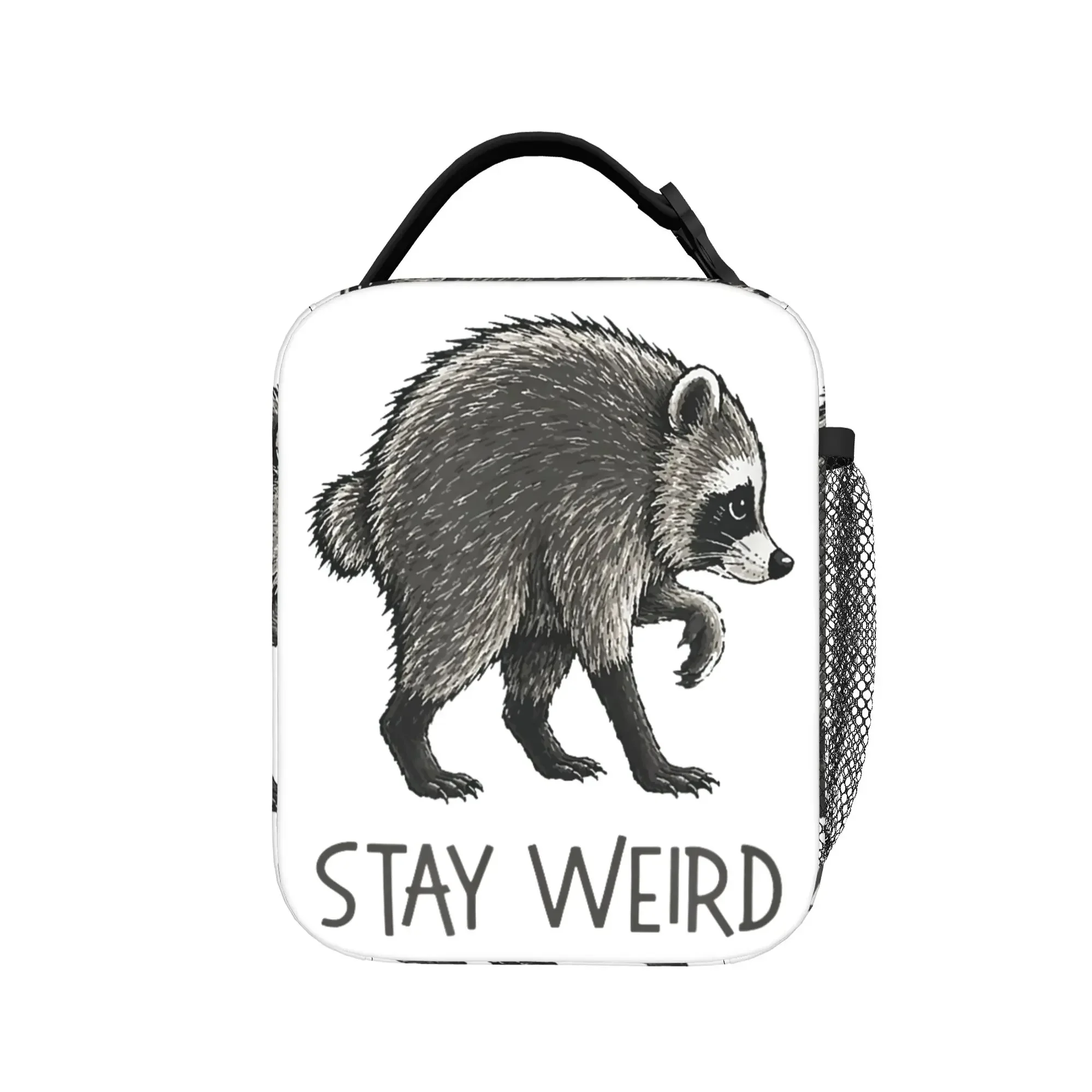 Funny Trash Panda Stay Weird Cute Jimothy Raccoon Viral Meme Insulated Lunch Bag Cooler Bag Lunch Container  Lunch Box Tote