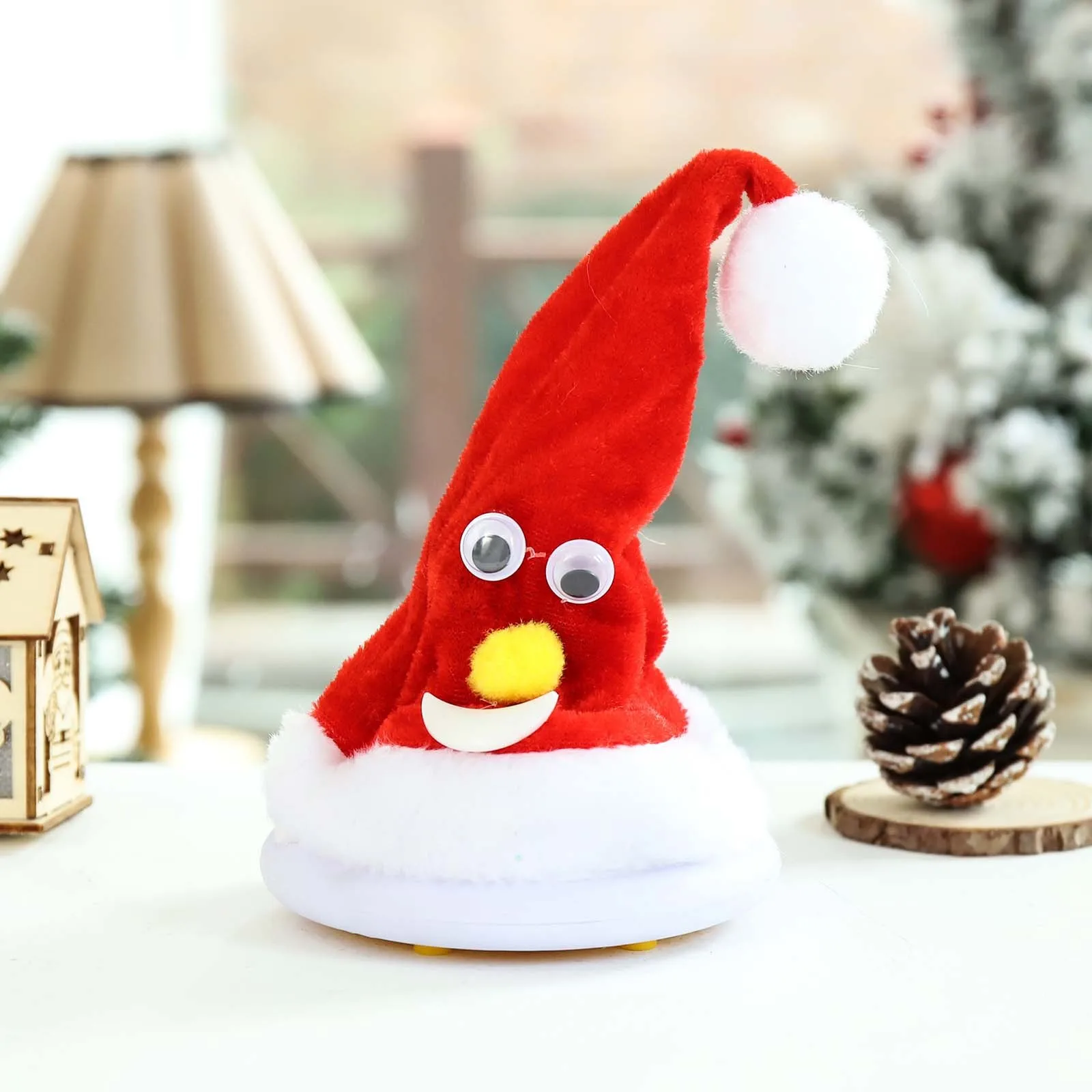 

Swing Singing Christmas Tree Hat Happy New Year Electric Glowing Music Plush Cap Funny Gift For Kid Xmas Home Decoration