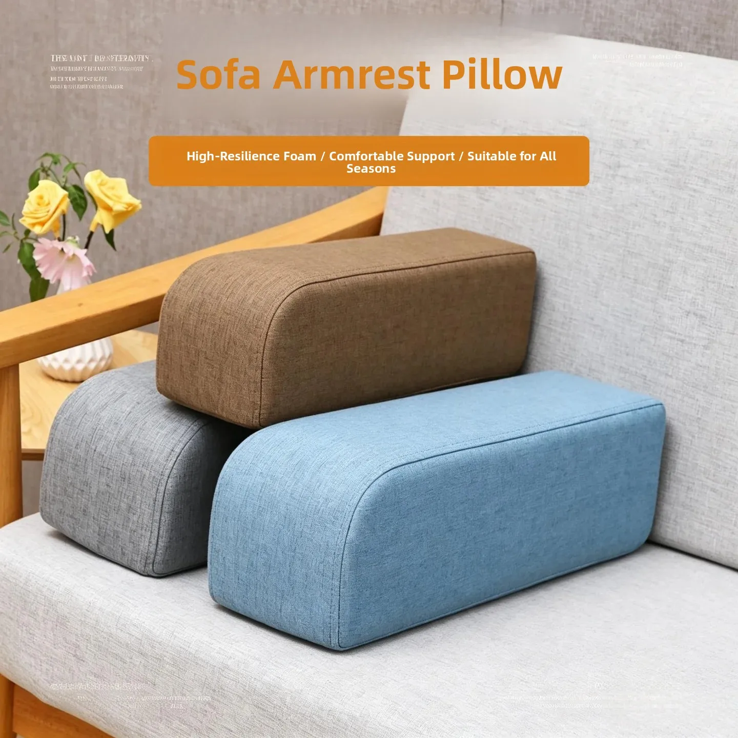 Chinese Style  Wood Sofa Armrest Pillow Double Sided Support Cushion Living Room Hanfu Bed Window  Armrest Pillow