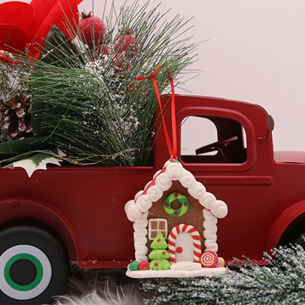 

4pcs Gingerbread House Hanging Ornament Christmas Tree Pendant Xmas Party Decoration Supplies Hanging Decor Festive Home