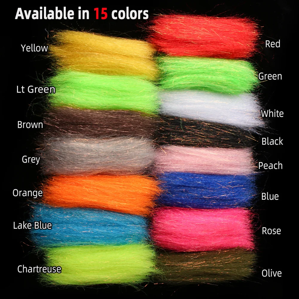 2 Packungen Gekräuseltes Slinky Fiber Flash Streamer Material zum Fliegenbinden für Minnow Streamer Fliegen, Forellen-, Barsch- und Hechtangelköder – Detail 3