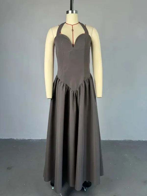 2025 été sans manches doux bretelles mince licou parole longueur longue femmes robe plage fête soirée Sexy Maxi robes