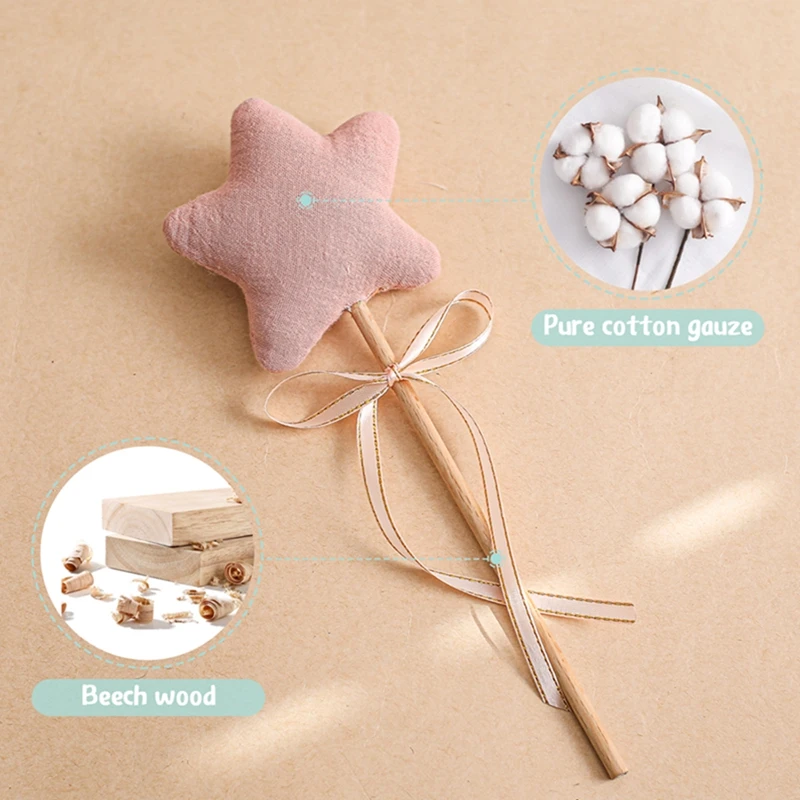 1PC Baby Wooden Star Magic Wand Rattle Play Gym Teether Toy Newborn Birthday Party Photography Prop Montessori Toys For Kid Gift