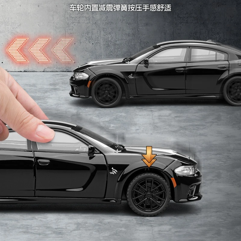 

1:32 Charger sports car simulation alloy car model Pull Back sound and light boy toy car gift