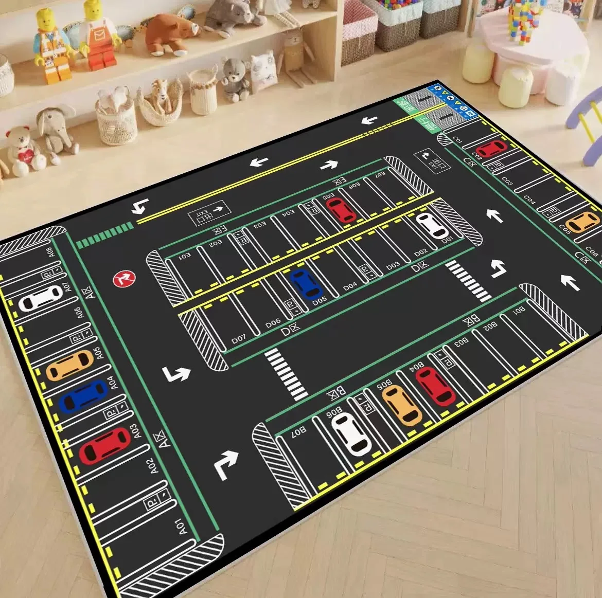 Cartoon Auto Verkehr Kinderteppich Spielzimmer Baby Krabbelmatte Heimdekoration Wohnzimmer Schlafzimmer Bodenmatte Teppiche für Schlafzimmer