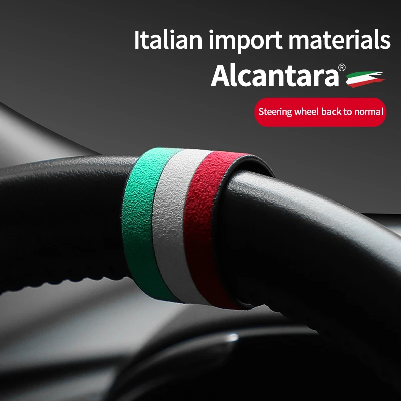 

1Pcs Italy Alcantara Steering Wheel Return Standard Universal Set Correction Mark Personalized And Creative Centerline Marking I
