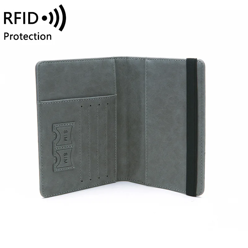 Casing Dompet pelindung paspor Pria Wanita, sarung penutup tempat kartu ID kredit kulit PU RFID, Dompet pelindung tiket