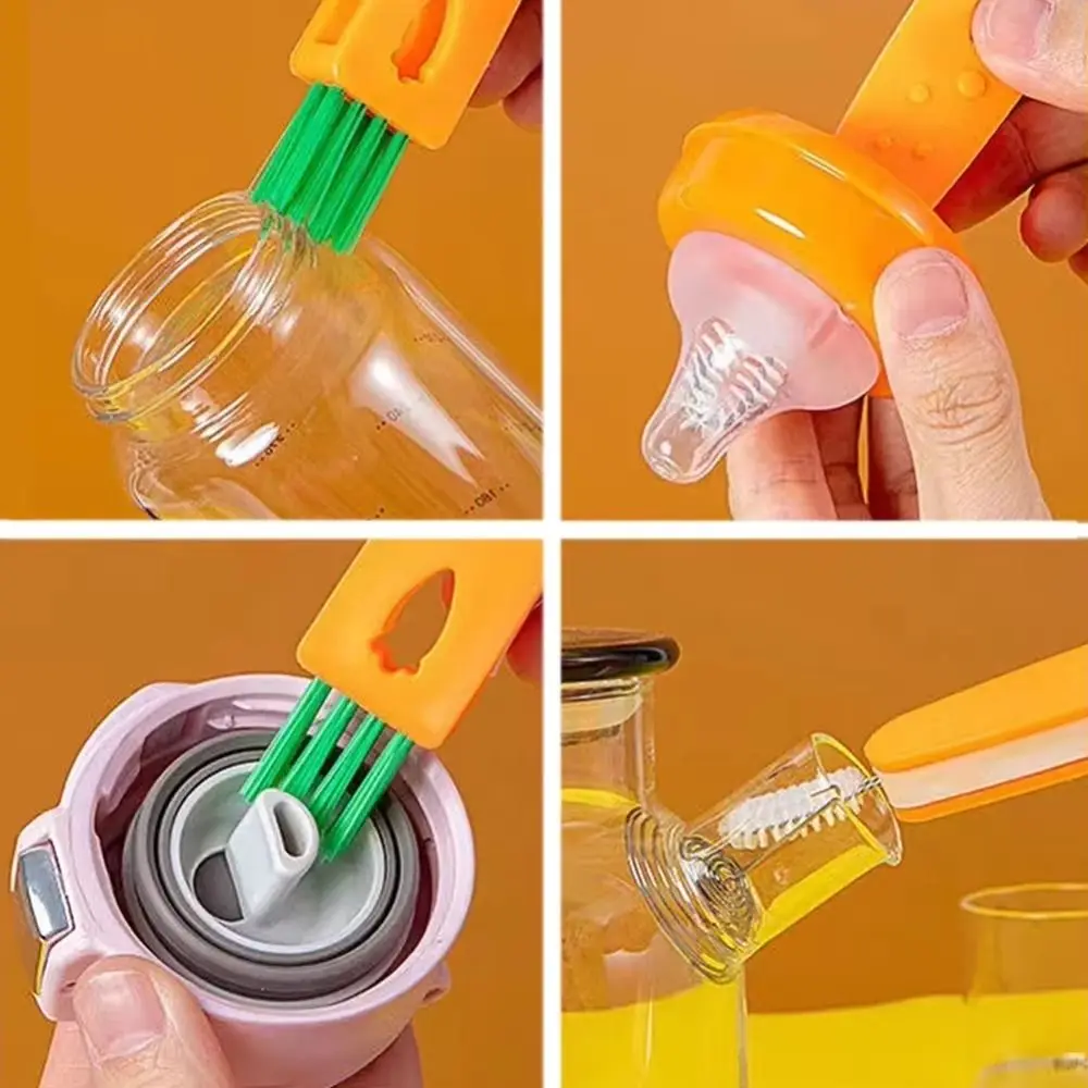 

Cartoon Bottle Gap Cleaner Brush Multi-Functional Flexible Design Silicone Bottle Cleaner 360° Rotatable Straw Cleaner