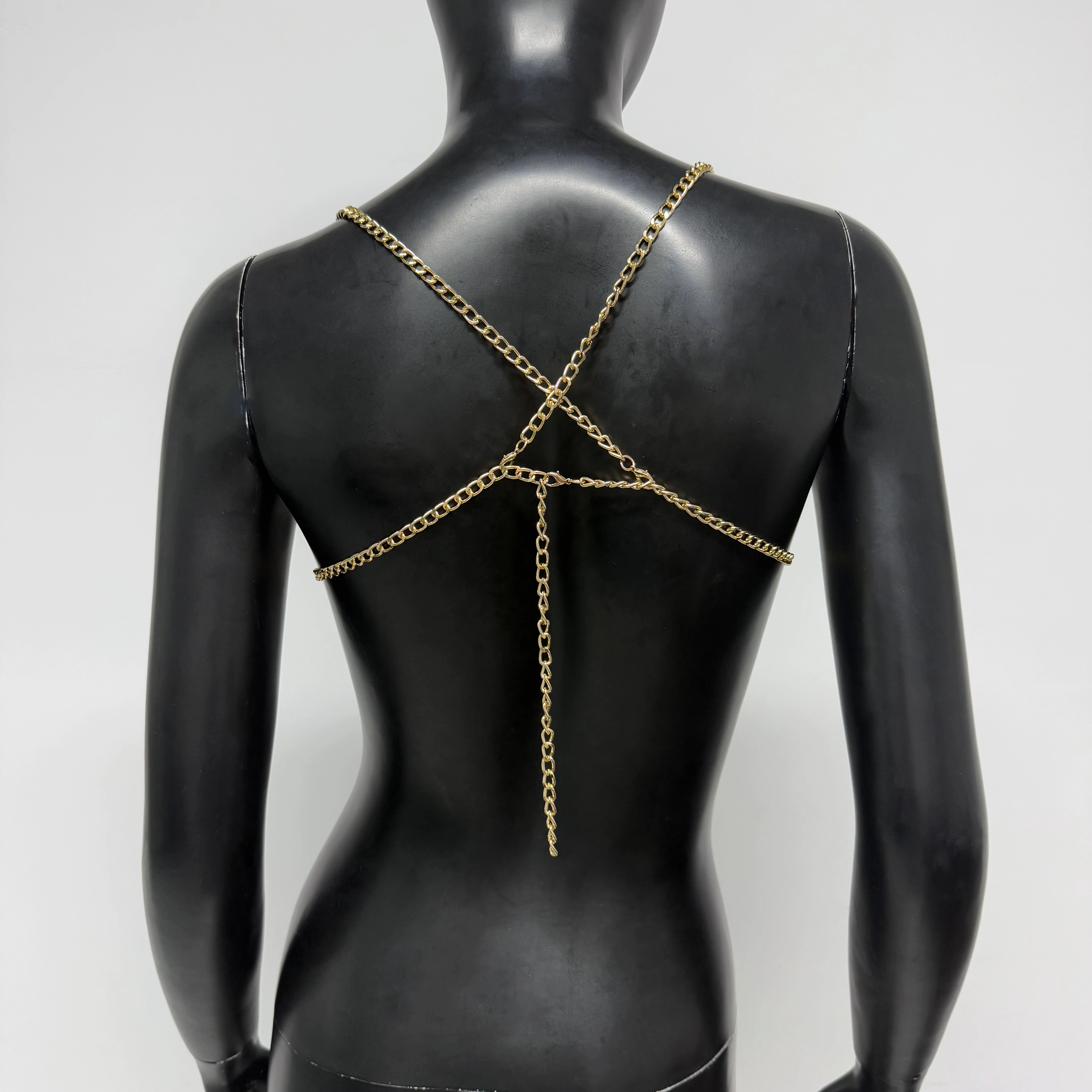 

Chic Pearl Chain Tassel Backless Camisole Sexy Hollow Metal Chain Decoration Off The Shoulder Tank Top Cocktail Party Crop Top