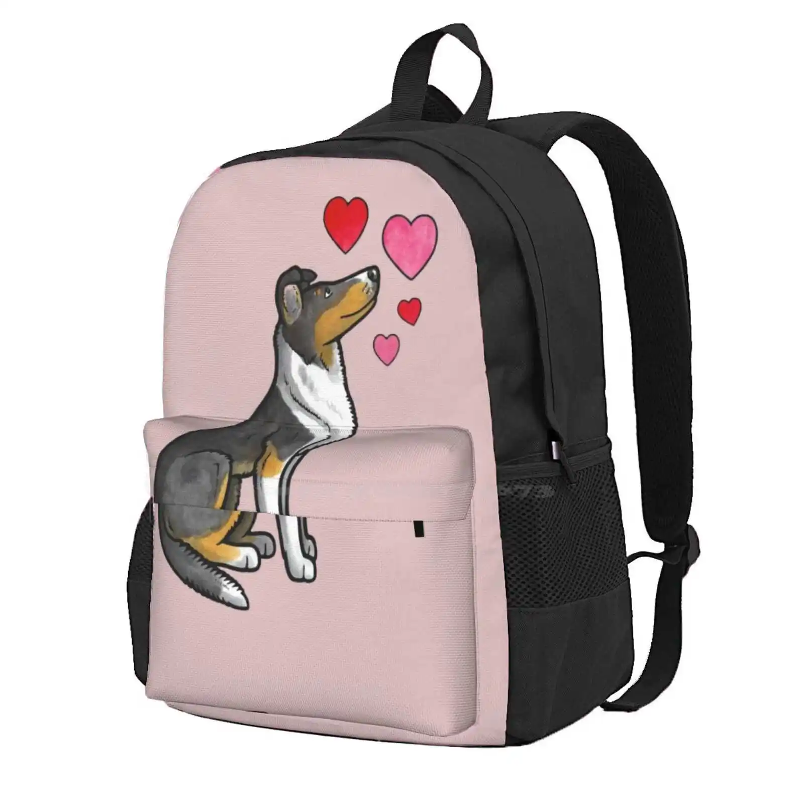 

Smooth Collie Love (Tricolour) Hot Sale Schoolbag Backpack Fashion Bags Collies Smooth Collie Tricolour Collie Tricolor Collie