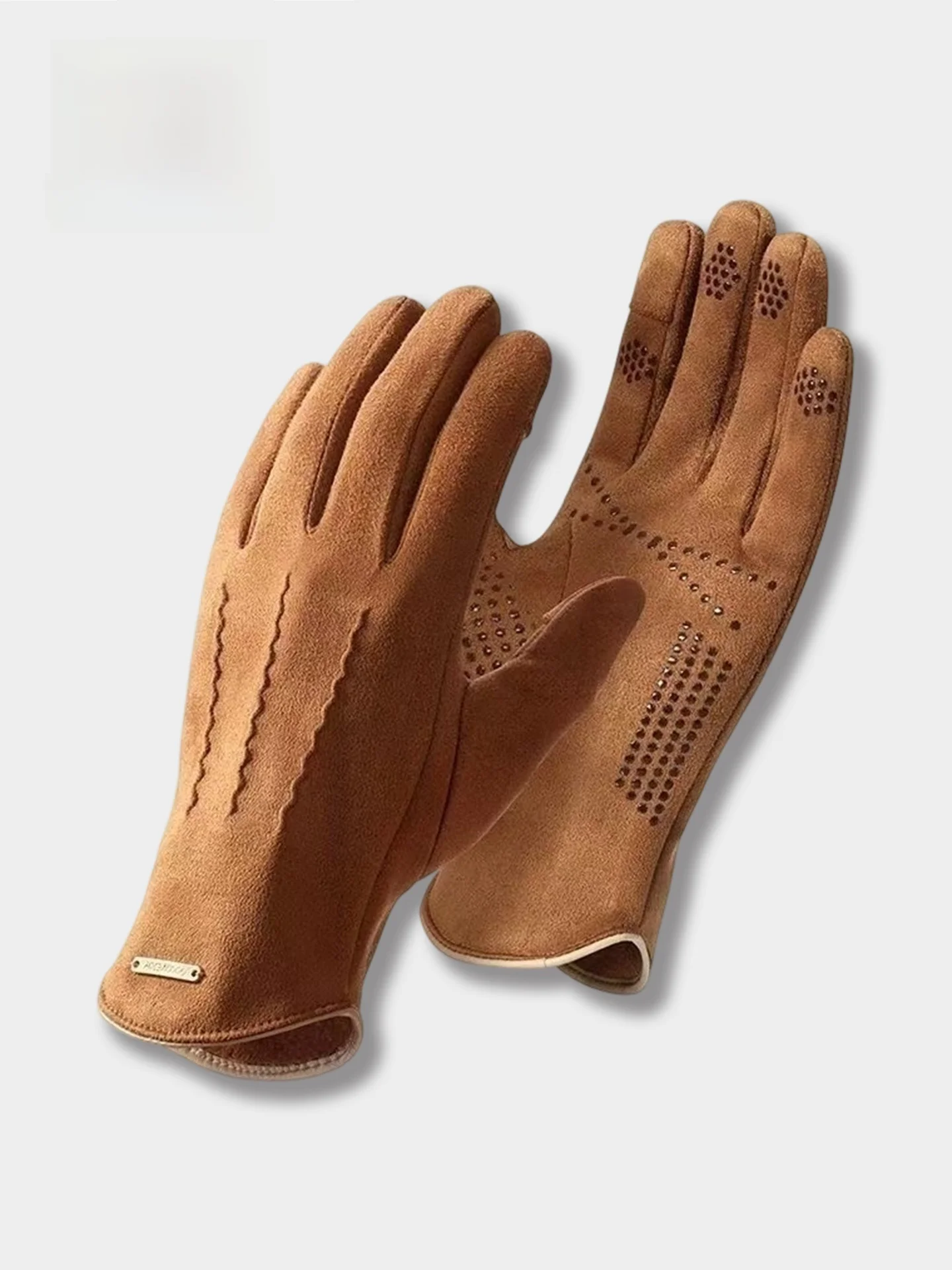 Men's 2026 New Autumn Winter Riding Suede Gloves Fleece Lined Warm Cold Proof Windproof Anti-slip Two-finger Touchscreen Gloves