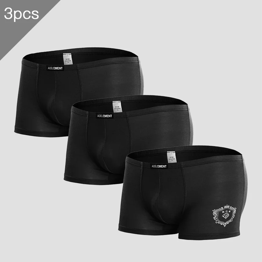 

3PC of Modal men's underwear men's boxers mid-waist youth breathable four corner underpants sexy shorts head