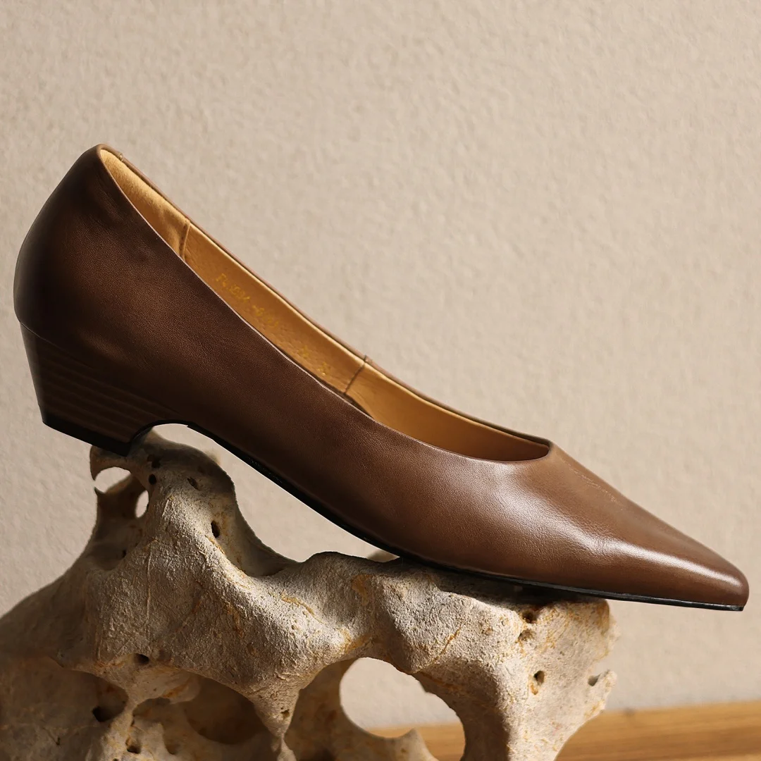 

Женские туфли-лодочки Danxuefei больших размеров (34-42) из натуральной кожи с острым носком, на каблуке 3 см, элегантные повседневные туфли для офиса и на каждый день