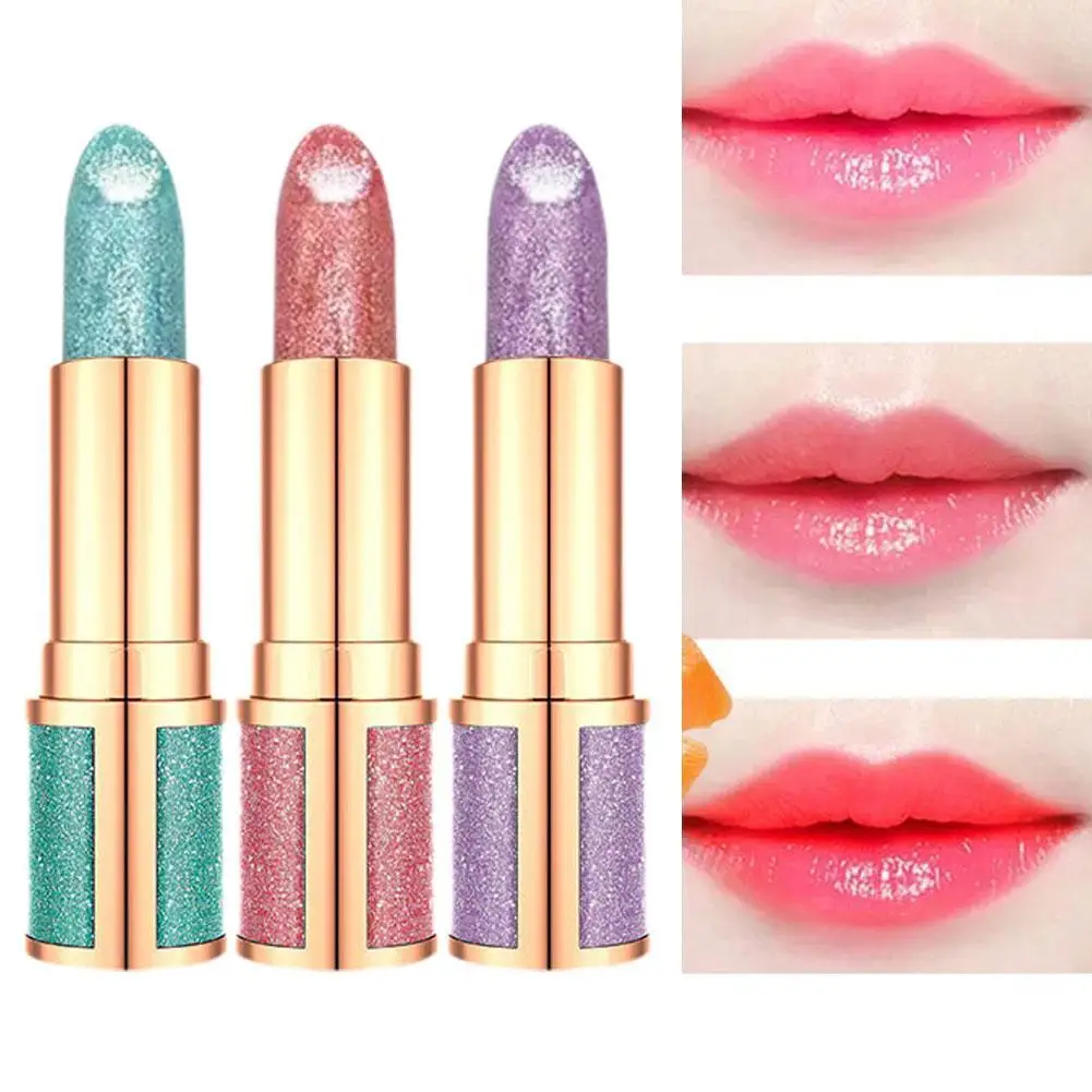 Glitter Color Changing Lipstick Temperature Waterproof Long Lasting Lips Makeup Moisturizing Velvet Matte Lip Tint Red Pink Sexy