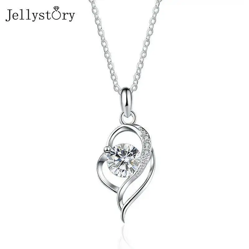 

JellyStory VVS D 1CT муассанит кулон ожерелье для женщин 100% стерлинговое серебро 925 пробы сверкающее свадебное вечерние ювелирные изделия подарок
