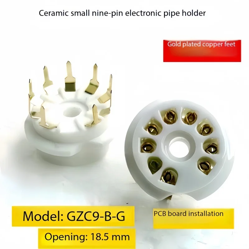 5PCS ceramic small nine pin electronic socket GZC9-B-G 9-pin socket PCB board suitable for 6n1 6n2 6n3 12AX7