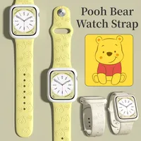 Disney Pooh Bear Silicone Strap For Apple Watch Band 45mm 44mm 49mm 41mm 42mm 40mm 38mm Bracelet Iwatch 8 Ultra 7 Se 4 5 6 band