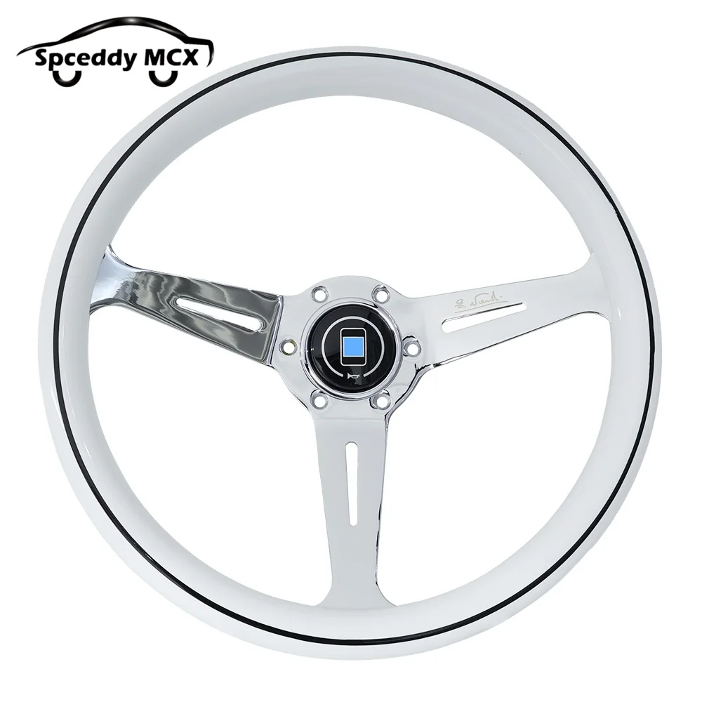 Spceddy MCX Universal Racing JDM Little Concave Polishing Steering Wheel 14inch White Color Drift Steering Wheels 350mm ABS
