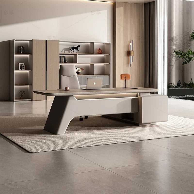 Designer European Boss Table Light Luxury Modern Reading Unique Unusual Desks High Quality Executive Cabinets Muebles Furniture