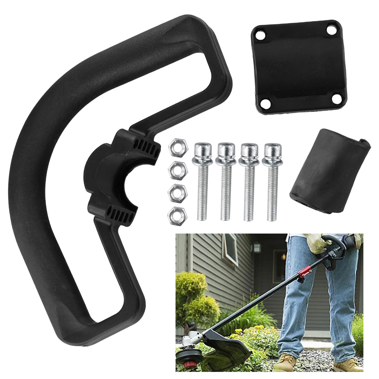Replacement Loop Handle Bar Mounting Kit for Grass Trimmers with Screws and Rubber Sleeves Fits 26mm Shaft Diameter