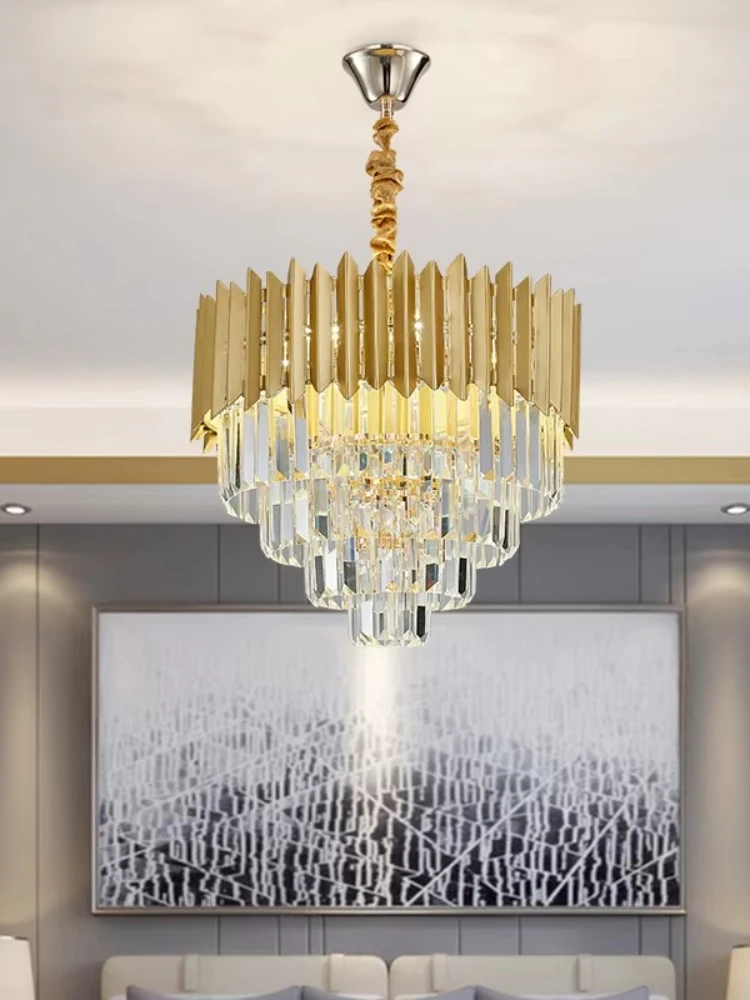 Modern luxury crystal chandelier custom large hotel lobby cake high ceiling chandelier villa living room classic lamp
