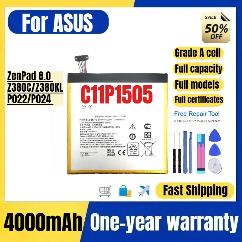 C11P1505  for ASUS ZenPad 8.0/ Z380C/Z380KL/P022/P024 Tablet Battery High Quality High Capacity Replacement Bateria Grade A Cell