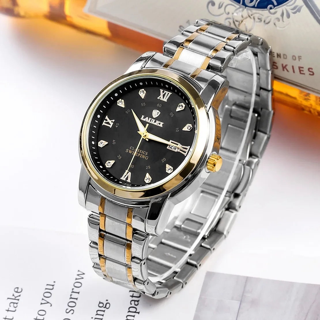 2025 LAULEX Men Watches Business Top Brand Man Wristwatch Waterproof Luminous Date Sweep Quartz Men's Watch High Quality+Box