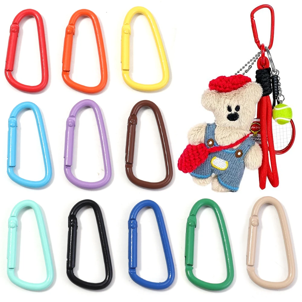 10pcs Colorful Carabiner Clip Alloy Keychain Clasps Hook 45X24mm D-ring Spring Snap Buckle For DIY Jewelry Making Accessories