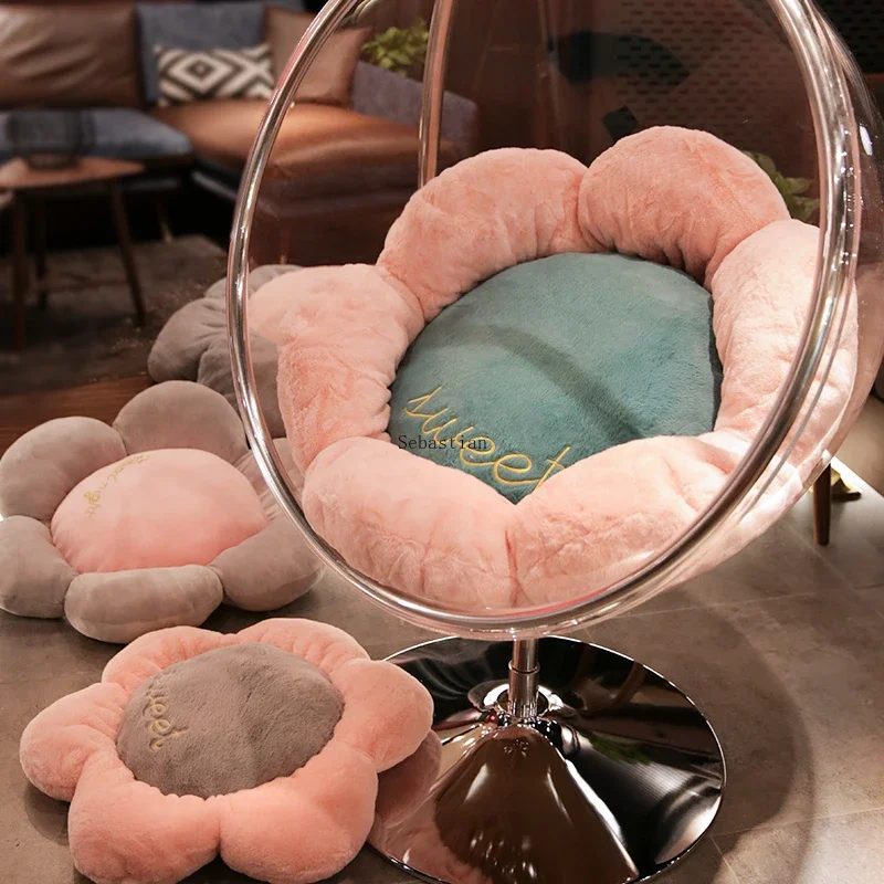 Bird's Nest Swinging Single Person Suspension Chair Flower shaped Cushion Bubble Round Cradle Thickened cute pillow