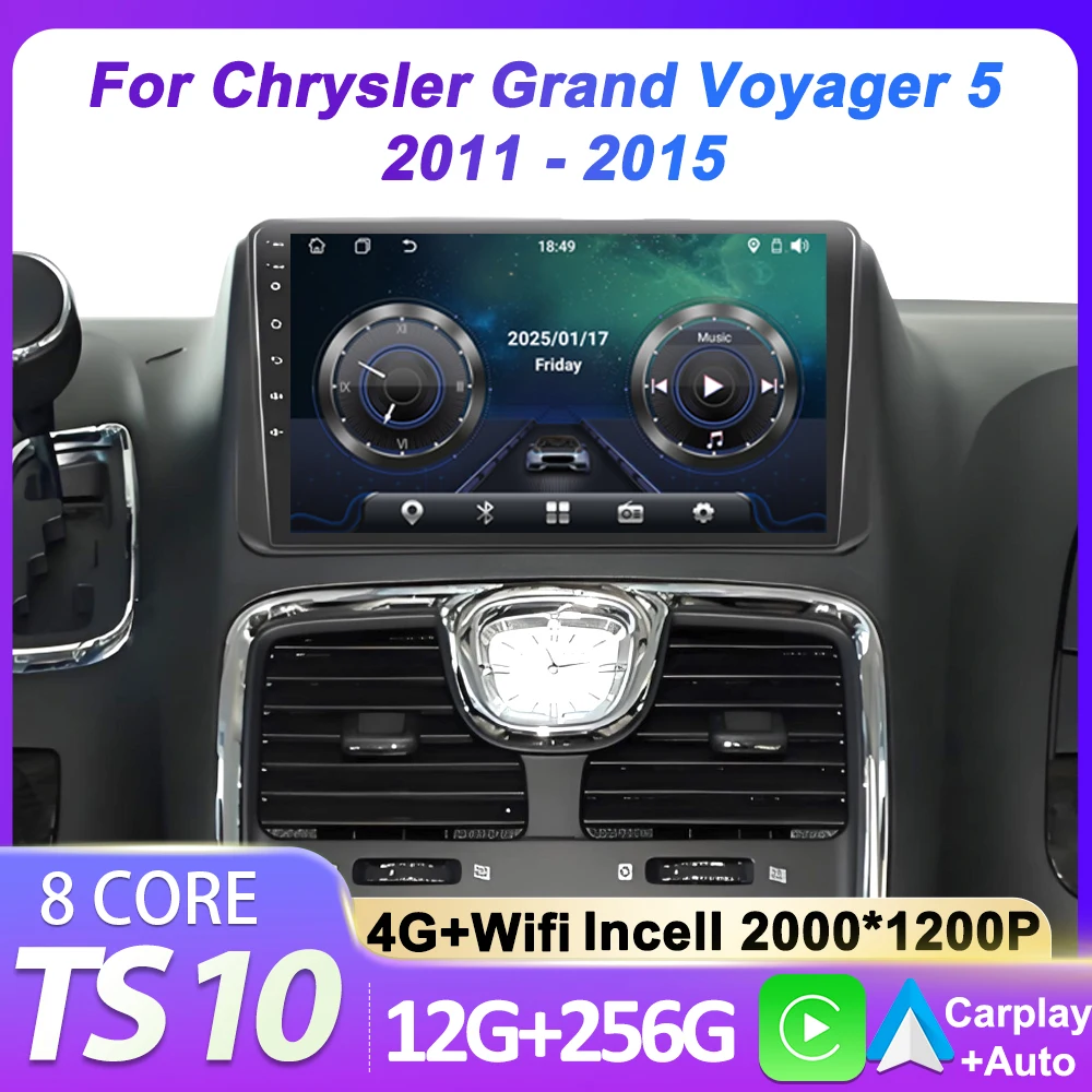 

Автомобильный радиоплеер Android для Chrysler Grand Voyager 5 2011-2015 для Dodge Grand Caravan 2008-2020, сенсорный экран, 8-ядерный DSP