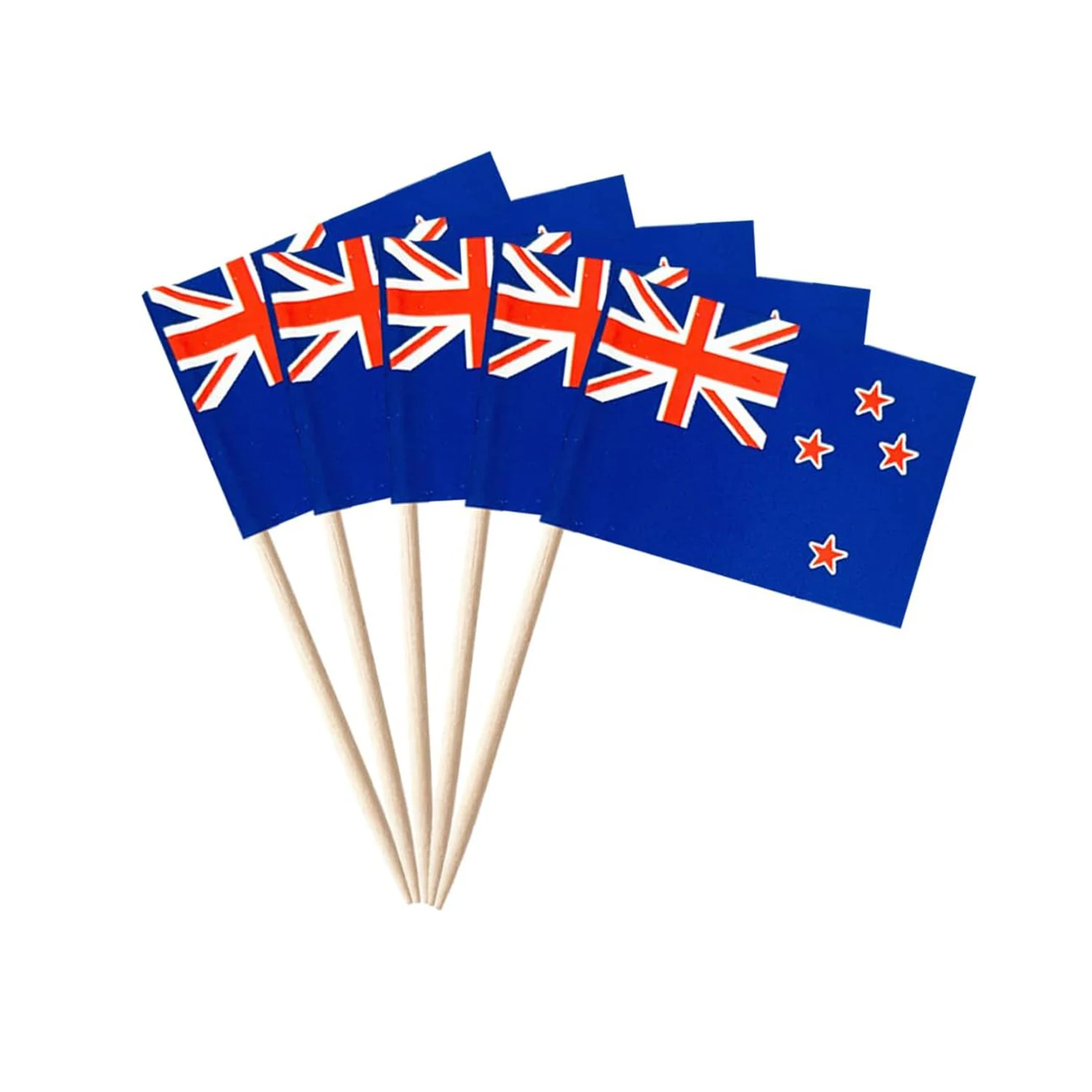 100 Pcs New Zealand Flag Toothpick Flags Mini Small New Zealand Cupcake Toppers Stick Flags Banner Country Party Cocktail Fruit