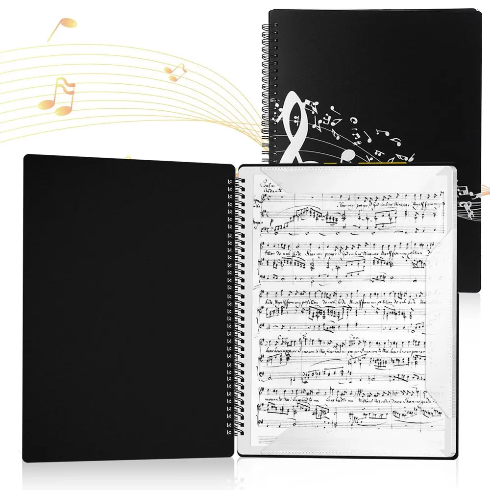 A4 Sheet Music Folder, 40 Pages Capacity, Waterproof Plastic Sheet Music Folder, for Sheet Music Storage