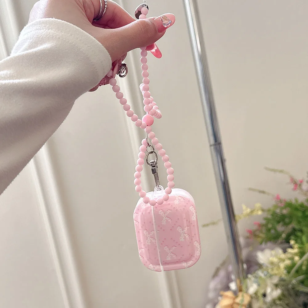 เกาหลีสีชมพูหัวใจรัก Bowknot สาวหูฟังสําหรับ Apple Airpods Pro 2 1 2 3 กรณีหูฟังป้องกันพร้อมจี้โบว์