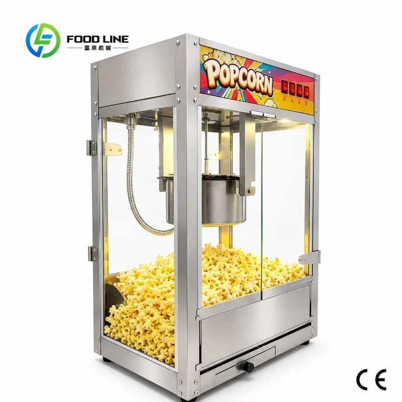 Professional High Quality Electric Automatic Stainless Steel Industrial Commercial Easy Clean Sweet Caramel Popcorn Machine