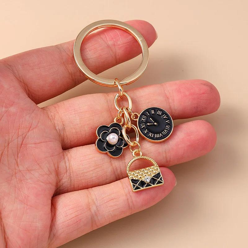 Aihua Markendesign Kristall Nummer 5 Schleife Parfüm High Heels Schlüsselanhänger für Damen Handtaschenanhänger Schlüsselringe Schmuck Geschenke – Detail 7