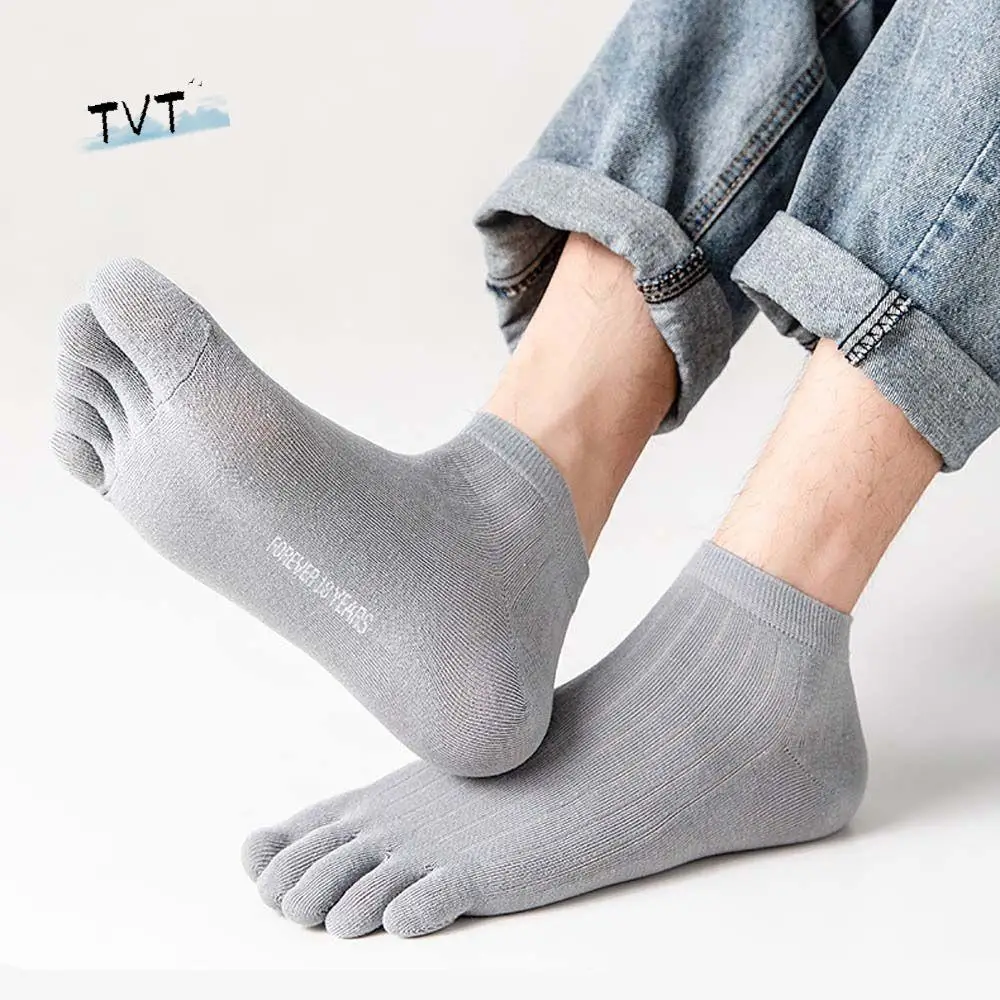 

Simple Anti-slip Striped Women Sweat Absorbing Short Tube Socks Men Socks Five-Finger Socks Sport Hosiery Split Toe Socks