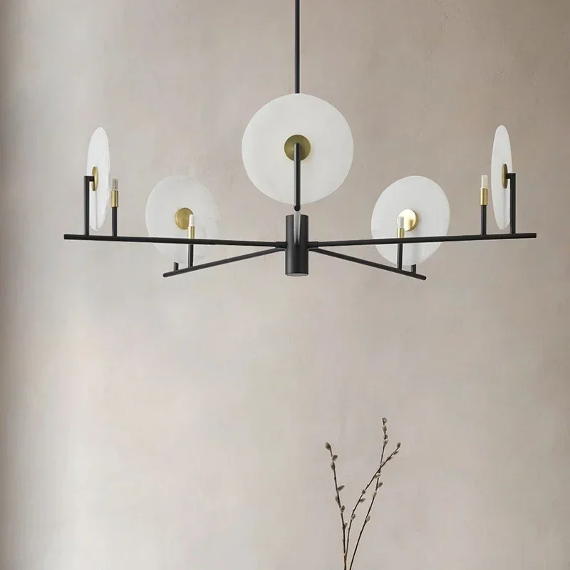 Luxury Marble Chandelier Living Room Main Lamp Nordic Black Minimalist Branch Dining Room Bedroom New Chinese-style Chandelier