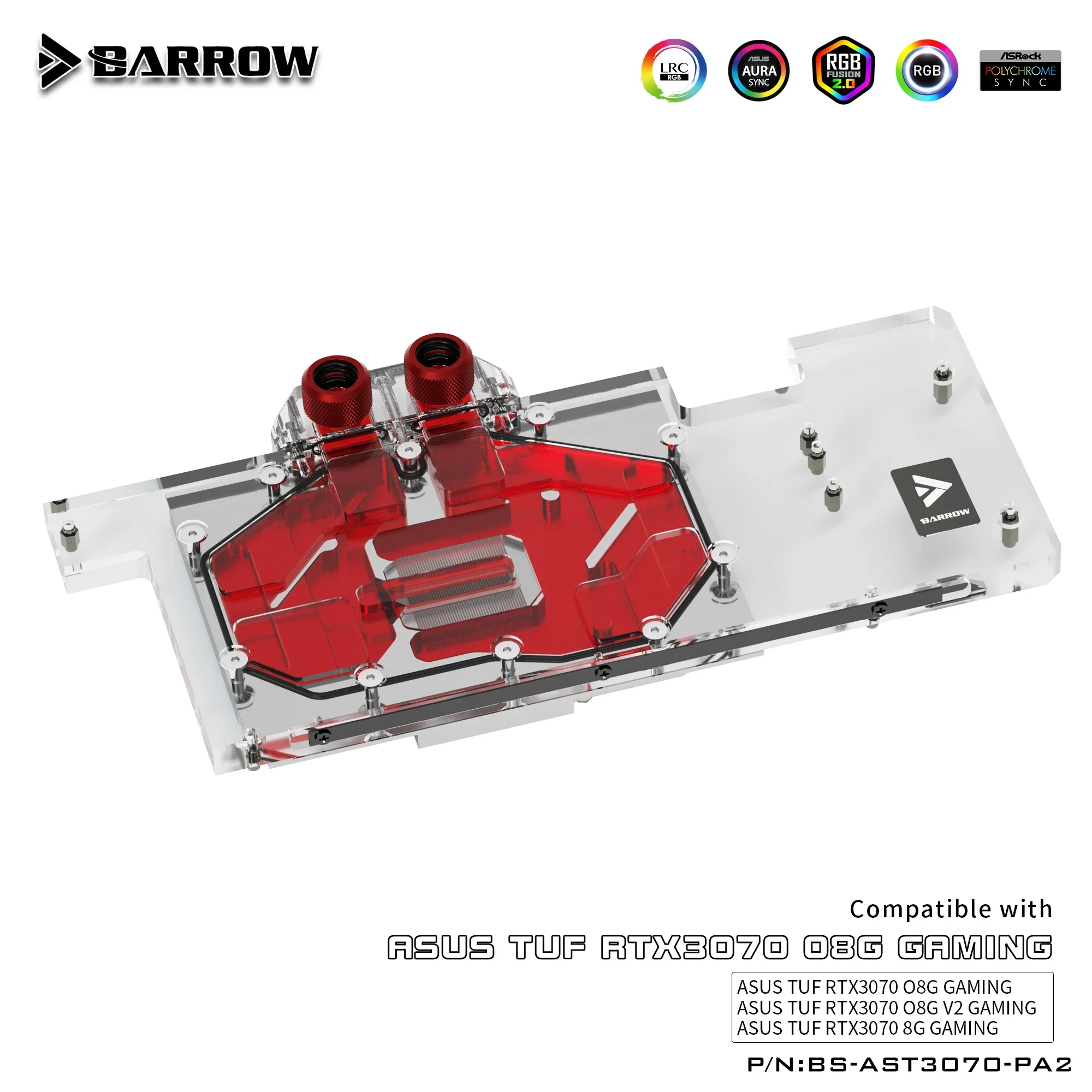 Barrow 3070 GPU Water Cooling Block For ASUS RTX3070 Graphics Card , Full Cover A-RGB Cooler, BS-ASS3070-PA BS-ASD3070-PA