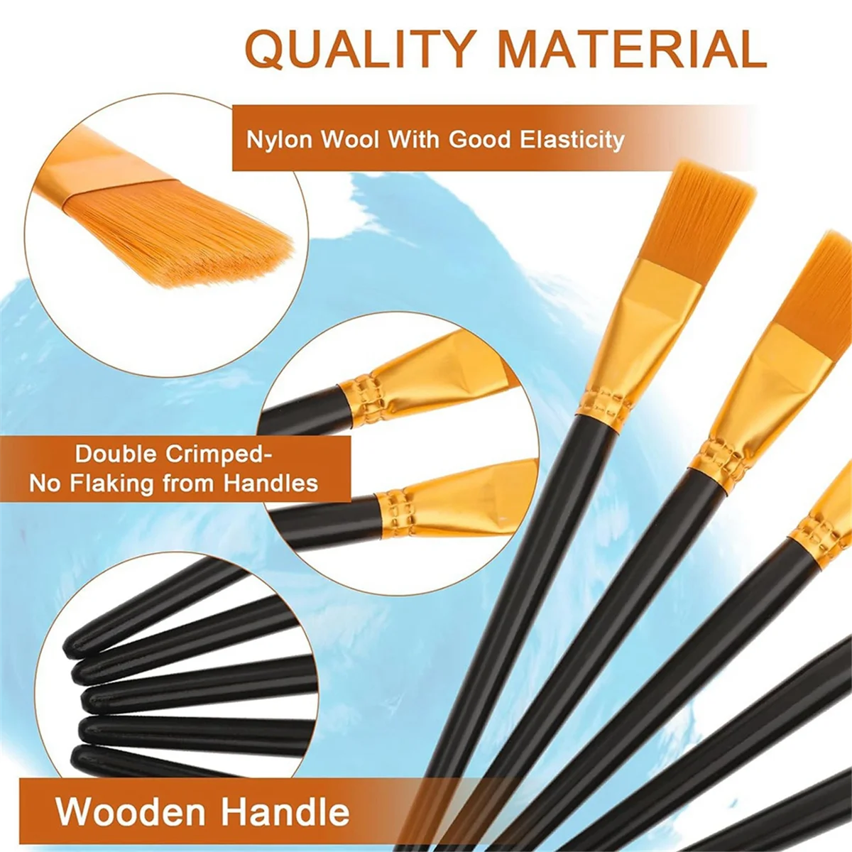 Juego de pinceles planos para acuarela, pinceles profesionales de 1 pulgada de ancho para pintura al óleo, 20 unidades