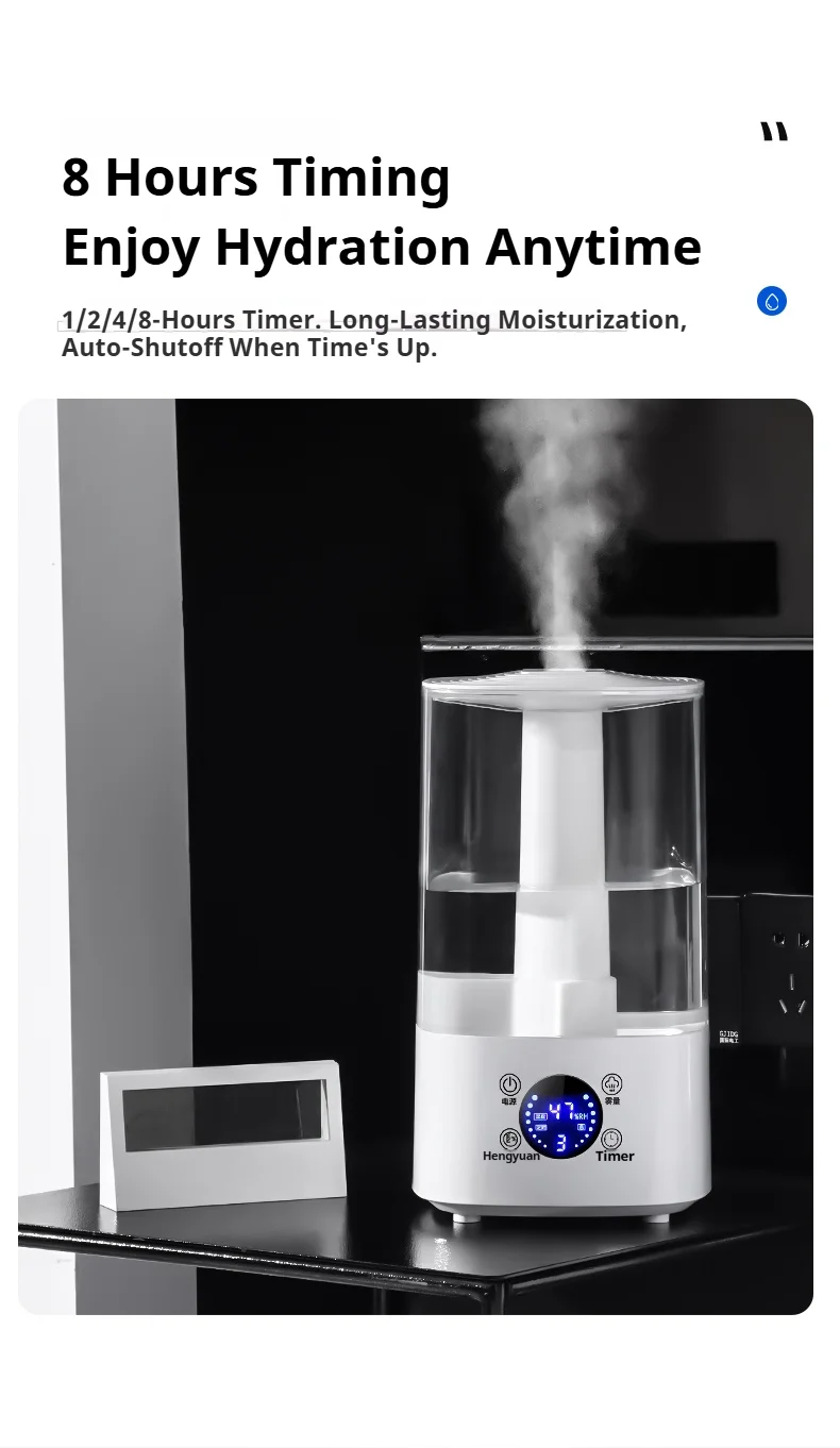 4L Touch Control Auto Shut Off Ultrasonic Air Humidifier With Colorful Mist Spray Maker for Home
