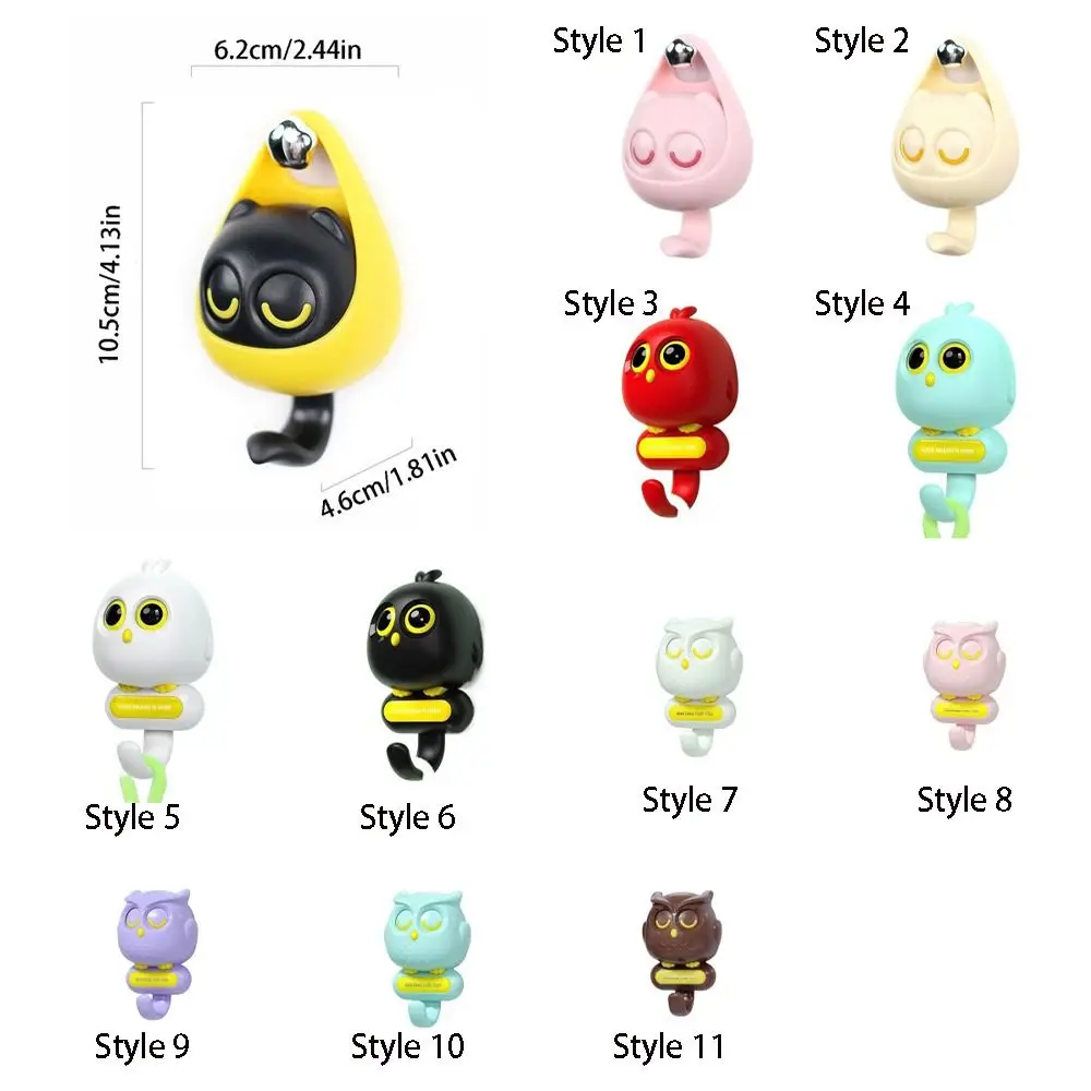 2pcs Cartoon Blink Cat Hook Cute Self-adhesive Wink Bird Key Holders Rack Plastic Animal Decorative Hook Storage Rack