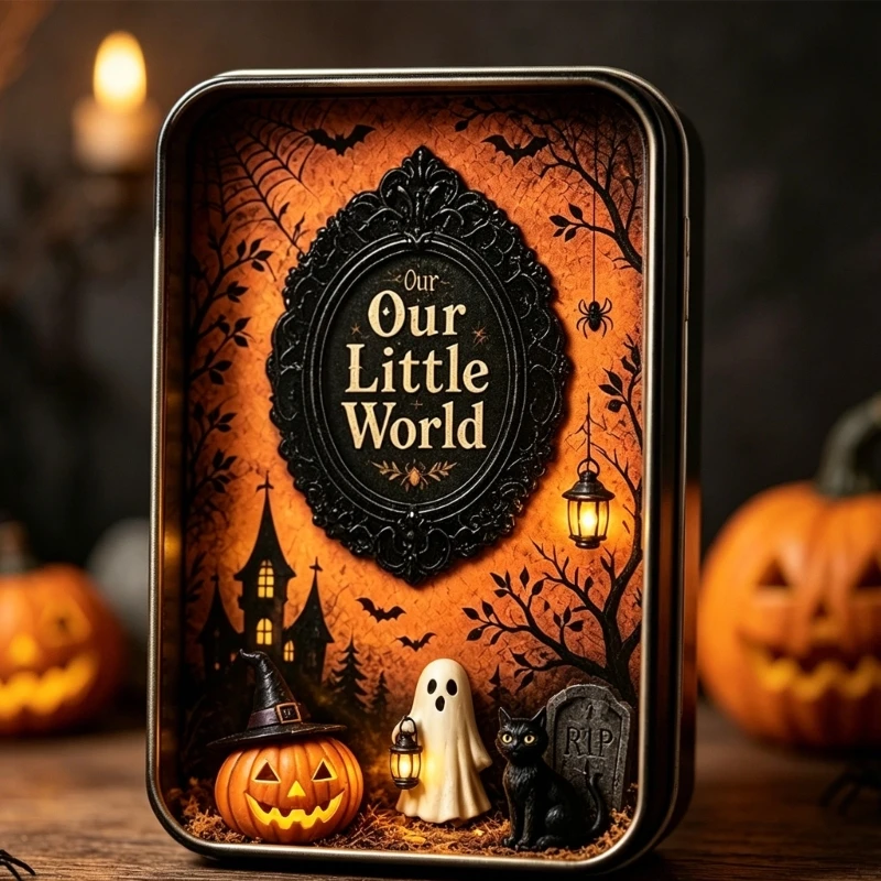 Spooky Season Photo Frame Accent for Halloween Shelf Display 