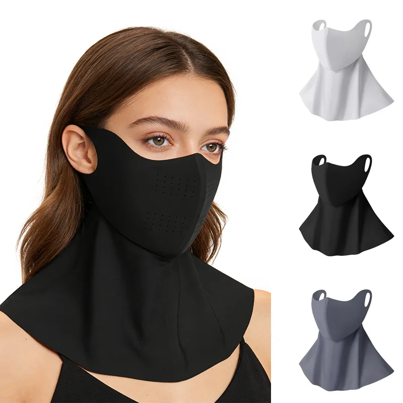 

summer women mask anti-UV ice silk neck face sun protection masks mesh breathable outdoor riding accessories solid color
