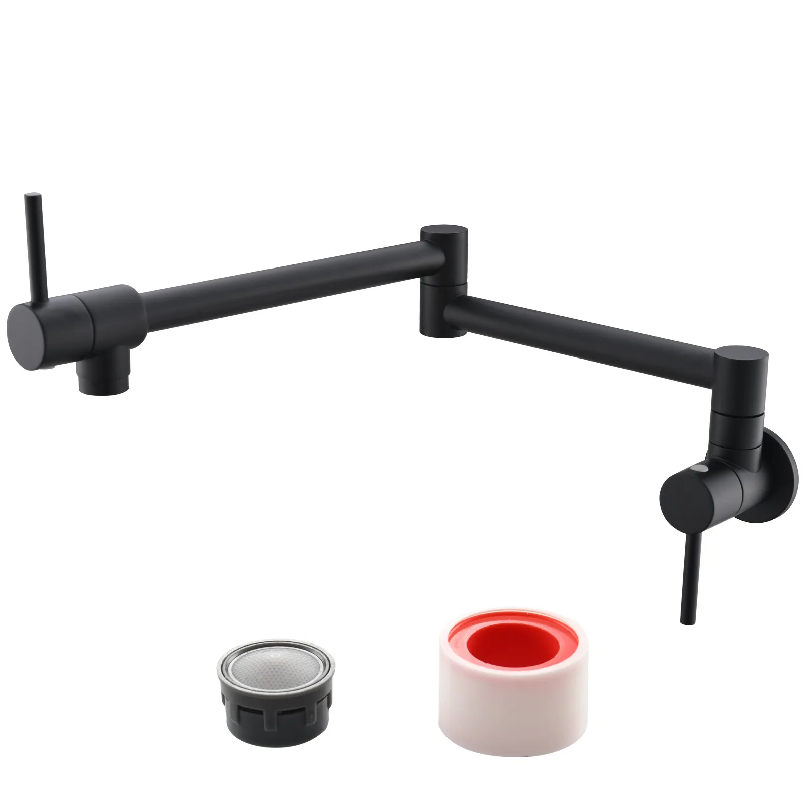 

Brass Folding Faucet 1/2”NPT Wall Mount Kitchen Faucet Two Handles Cold Water Tap Black