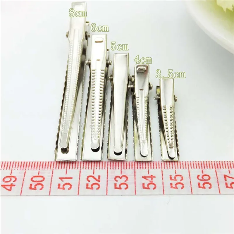 50 Pcs Silver Flat Metal Single Prong Alligator Hair Clips Barrette For Bows DIY Accessories Hairpins 32mm/35mm/40mm/45mm