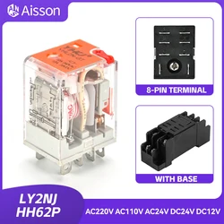 LY2N-J LY2N-GS LY2N-GT 10A Miniature Coil Electromagnetic Intermediate Relay DC AC 12V 24V 110V 220V 8Pin 11Pin 14Pin