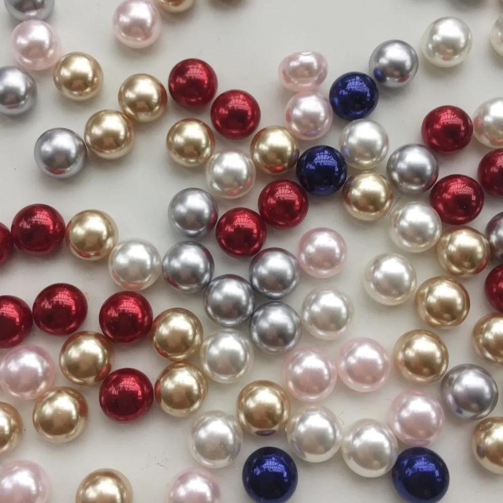 15Pcs Pearl Bread Beads Assorted Colors Natural Plastic Resin 8Mm Loose Beads Jewelry Making DIY Necklace Craft Accessories