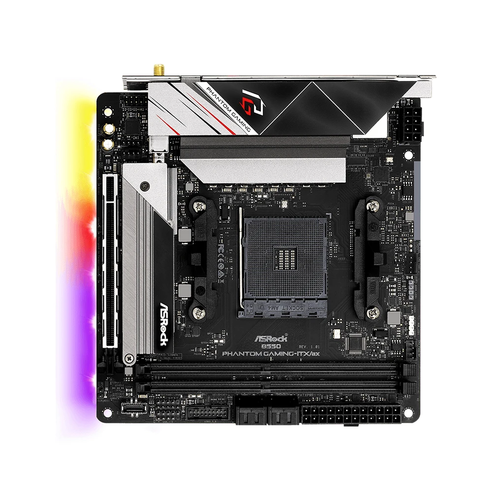 ASRock B550 Phantom Gaming-ITX/ax Motherboard Support 3600X 5600G 5700X 5800X3D 5900X CPU 4xDDR4 64GB M.2 AM4 PCIe 4.0 Mini-ITX