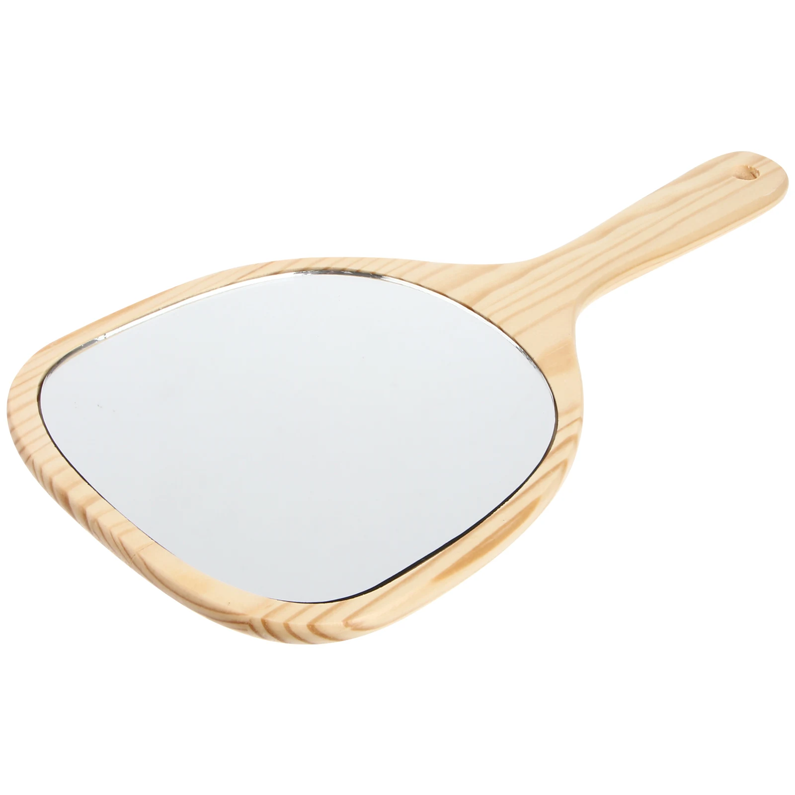 

1pc Handheld Mirror Vintage Wooden Frame Large Clear Mirrors Wall Mountable Beauty Tool For Daily Use