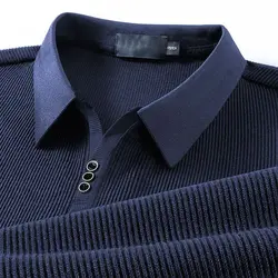 Spring Autumn New Business Casual Buttons Solid Color Long Sleeve Blouse Men's Clothing Temperament Turn-down Collar Polo Shirts